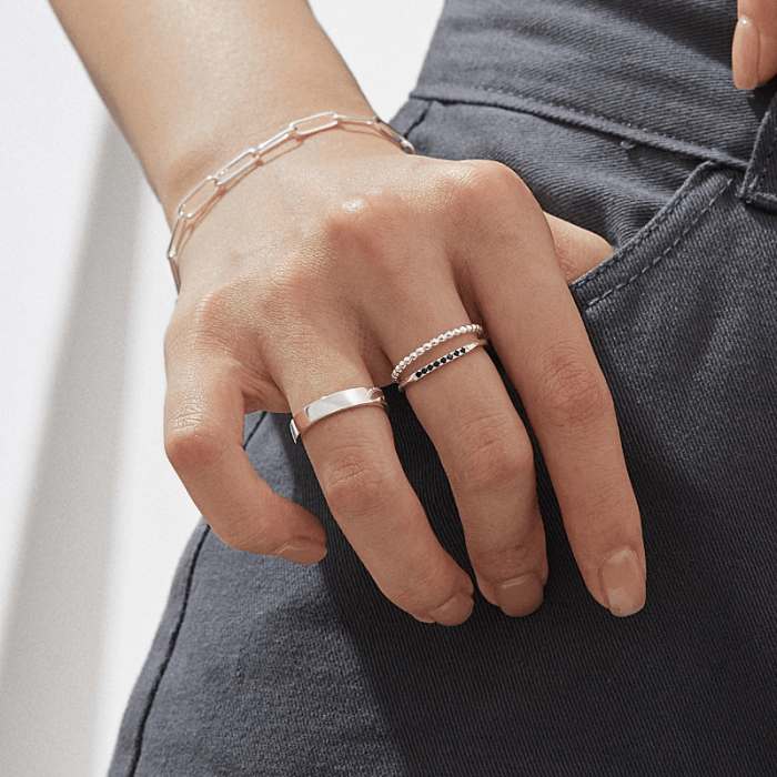 Black CZ Stone Ring, Silver Ring With Black CZ Stone, Women Jewelry