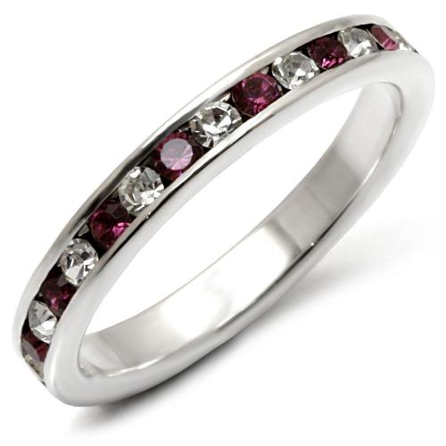 35126 - High-Polished 925 Sterling Silver Ring with Top Grade Crystal
