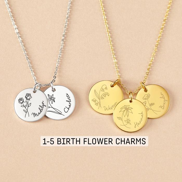 Birth Month Flower Necklace, Birth Flower Jewelry, Mother Necklace