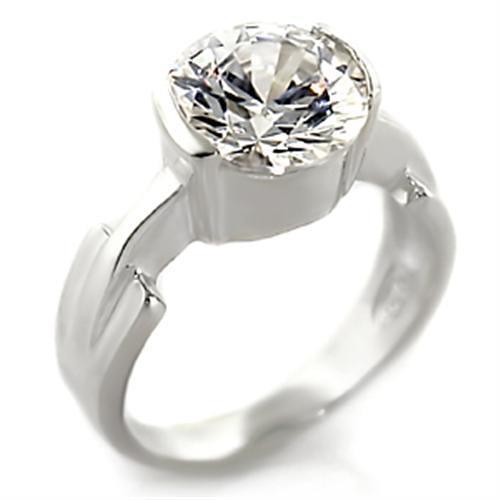 32125 - High-Polished 925 Sterling Silver Ring with AAA Grade CZ  in