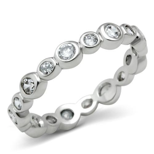 3W121 Rhodium Brass Ring with AAA Grade CZ in