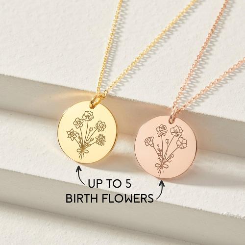 Combined Birth Flower Necklace, Mother Necklace, Birth Flower Jewelry