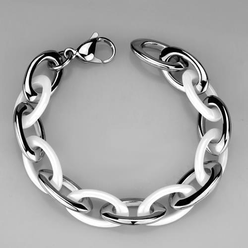 3W1008 - High polished (no plating) Stainless Steel Bracelet with Cera