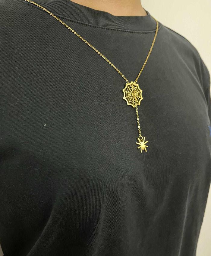 18k Gold Spider Necklace | Spider Charm Pendant | Halloween Necklace