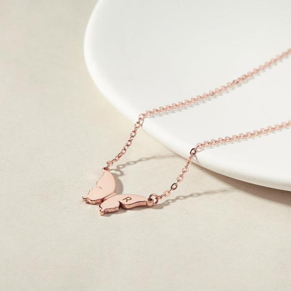 Butterfly Necklace For Women, Initial Butterfly Necklace, Butterfly