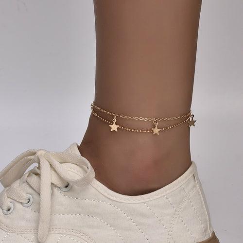 Boho Star Charm Anklet For Women Silver/Gold