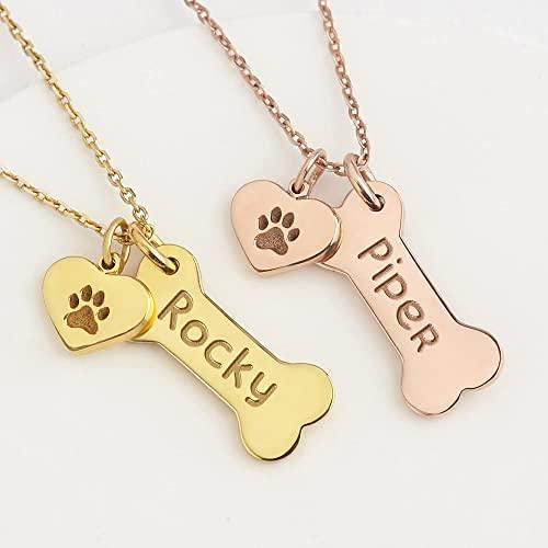 Dog Mom Necklace, Dog Lover Gift, Dog Bone Necklace, PawPrint Necklace