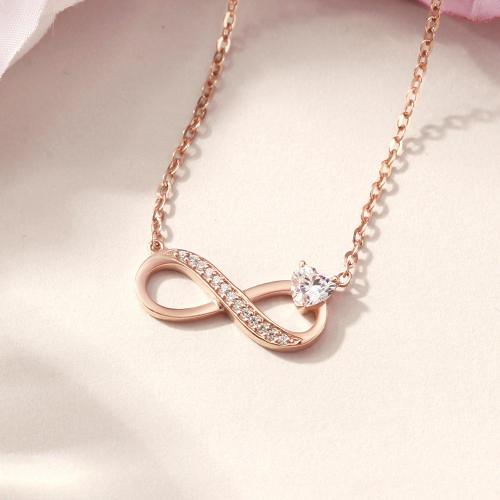 Cubic Zirconia Stone Necklace, Infinity Silver Necklace, Stone