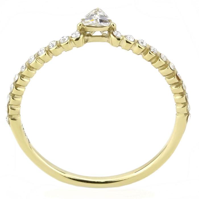 DA323 - IP Gold(Ion Plating) Stainless Steel Ring with AAA Grade CZ