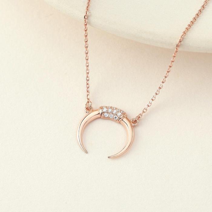 CZ Moon Necklace Horn Necklace Layering Necklace