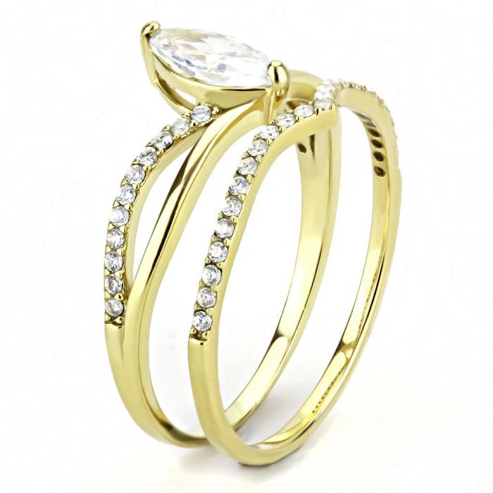 DA276 - IP Gold(Ion Plating) Stainless Steel Ring with AAA Grade CZ
