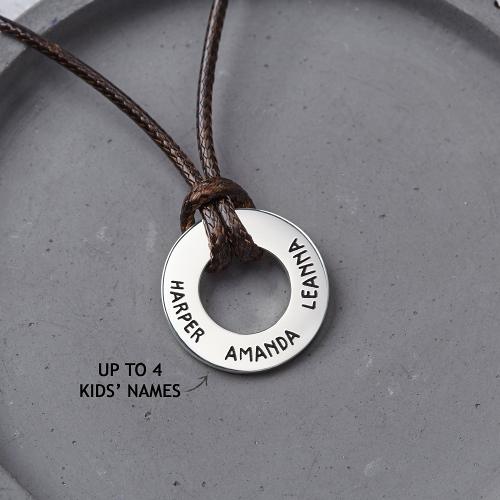 Dad Necklace With Kids Names, Engraved Dad Gift, Men Custom Necklace