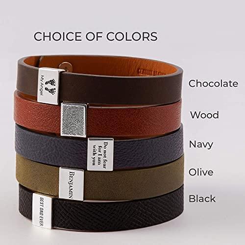Custom Initial Leather Bracelet For Men, Couple Initials Bracelet