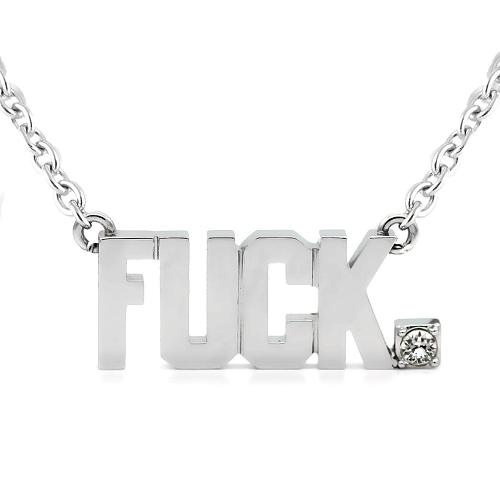 FUCK Pendant Block Letter Necklace with Swarovski crystal