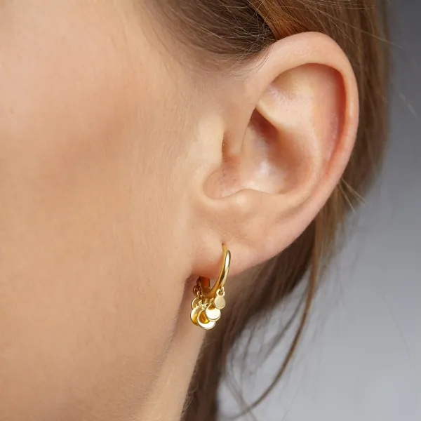 Dangling Coin Charm Hoop Earrings Bohemian
