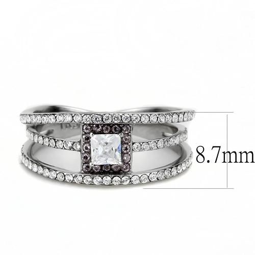 DA257 - High polished (no plating) Stainless Steel Ring with AAA Grade