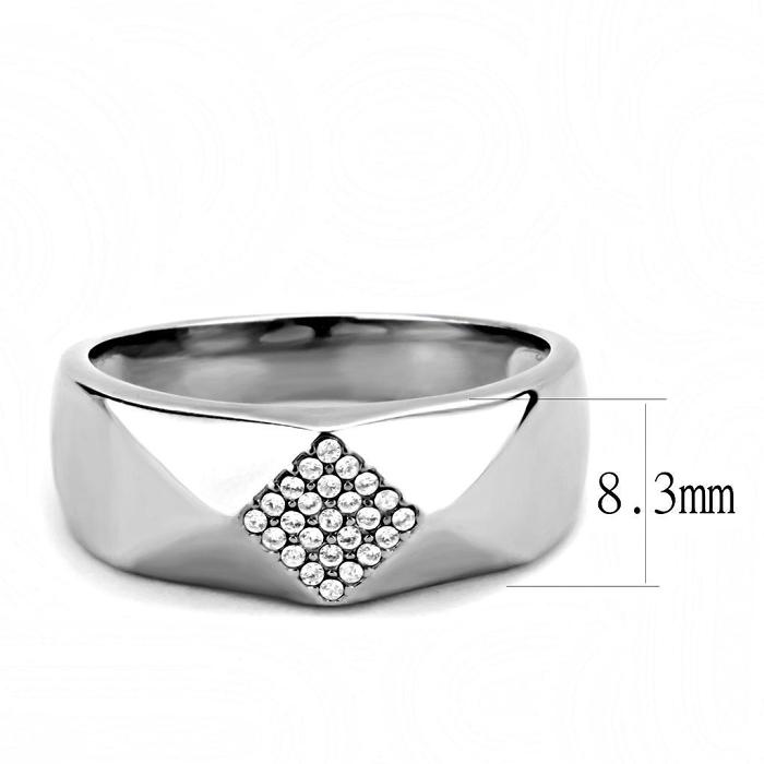 DA288 - High polished (no plating) Stainless Steel Ring with AAA Grade