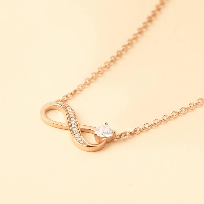 Cubic Zirconia Stone Necklace, Infinity Silver Necklace, Stone