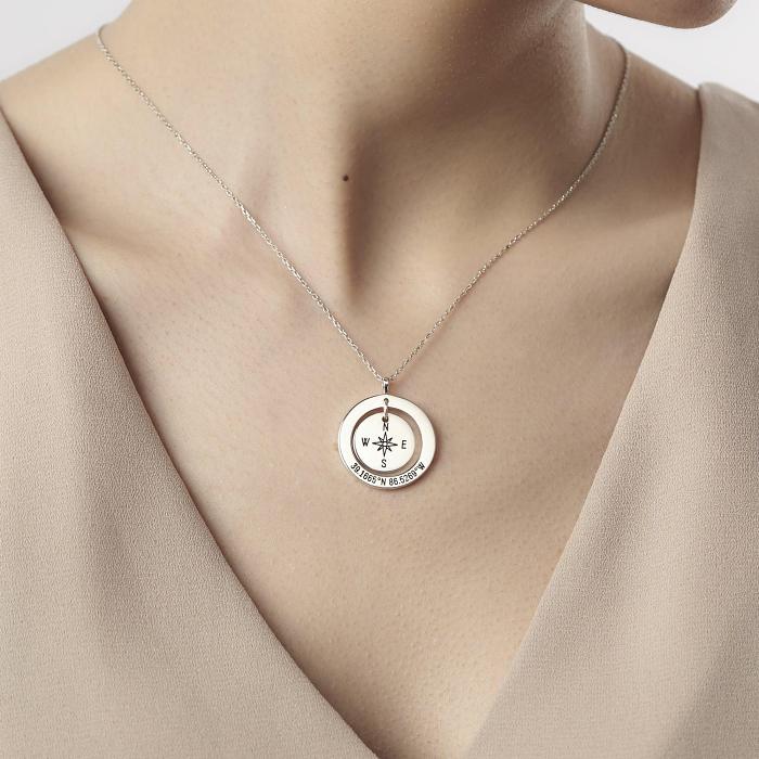 Coordinates Necklace • Long Distance Gift • Latitude Longitude jewelry