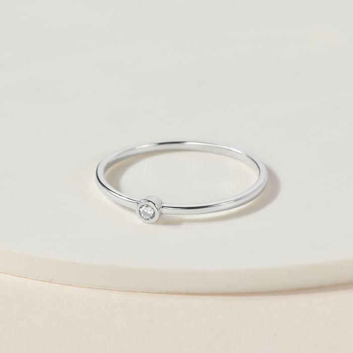 Engagement Gold CZ Ring Dainty Silver Ring