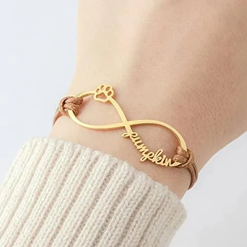 Custom Pet Name Bracelet, Pet Memorial Bracelet, Dog Cat Mom Bracelet