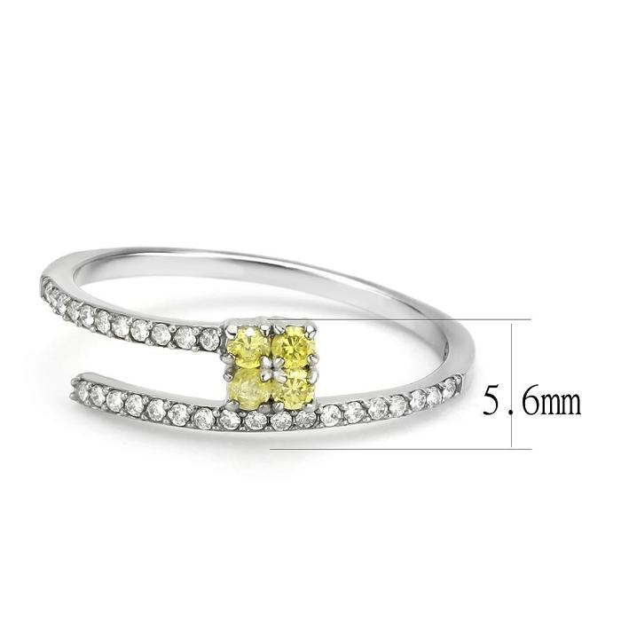 DA338 - No Plating Stainless Steel Ring with AAA Grade CZ  in Topaz