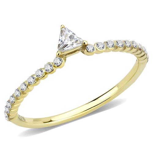 DA323 - IP Gold(Ion Plating) Stainless Steel Ring with AAA Grade CZ