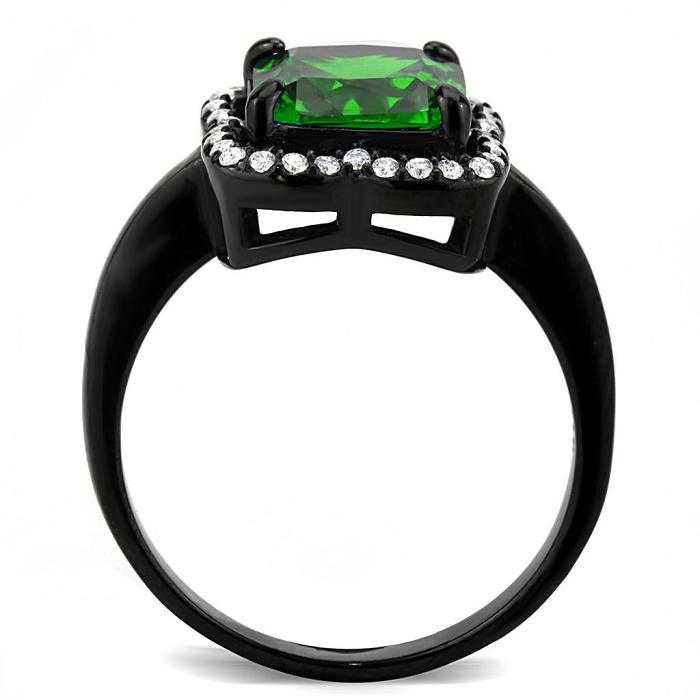 DA029 - IP Black(Ion Plating) Stainless Steel Ring with AAA Grade CZ