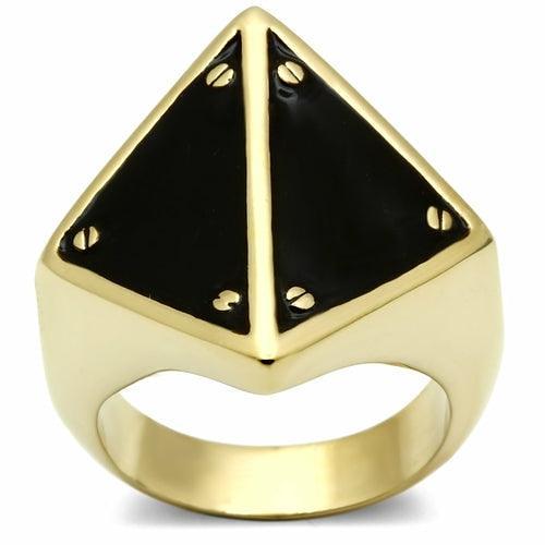 GL325 - IP Gold(Ion Plating) Brass Ring with Epoxy  in Jet