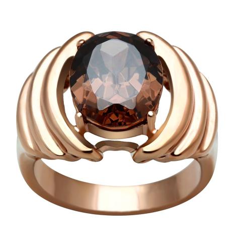 GL242 - IP Rose Gold(Ion Plating) Brass Ring with AAA Grade CZ  in