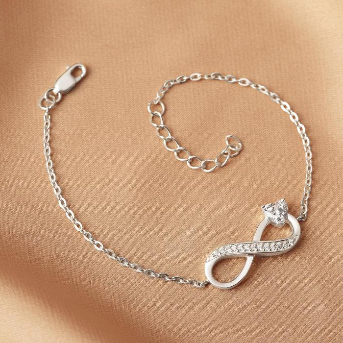 Infinity Charm Bracelet With Stone, Infinity Shape Bracelet, Stone