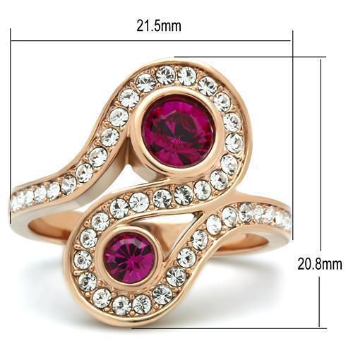 GL153 - IP Rose Gold(Ion Plating) Brass Ring with Top Grade Crystal