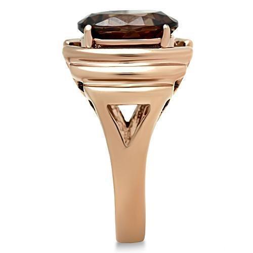 GL242 - IP Rose Gold(Ion Plating) Brass Ring with AAA Grade CZ  in