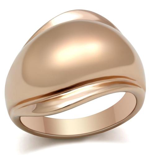 GL157 - IP Rose Gold(Ion Plating) Brass Ring with No Stone