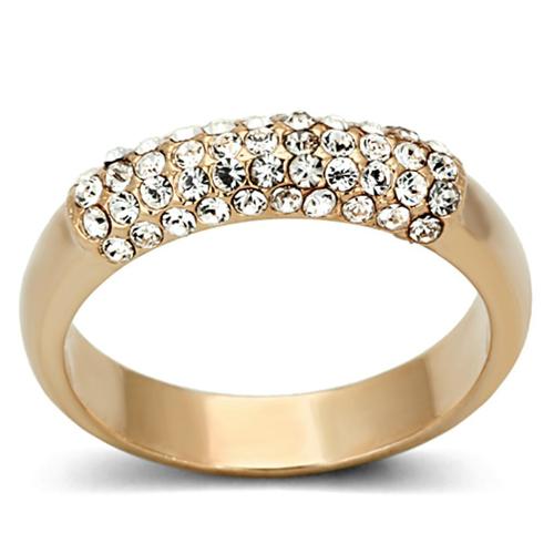 LO3069 - Rose Gold Brass Ring with Top Grade Crystal  in Clear