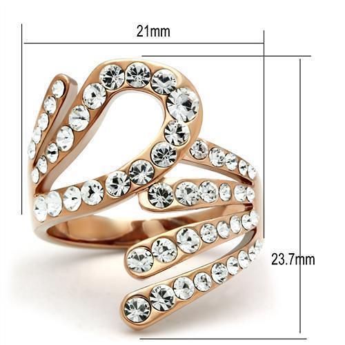 GL149 - IP Rose Gold(Ion Plating) Brass Ring with Top Grade Crystal
