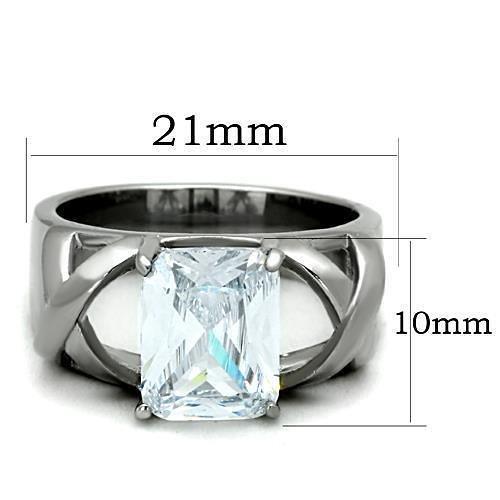 TK1530 - High polished (no plating) Stainless Steel Ring with AAA