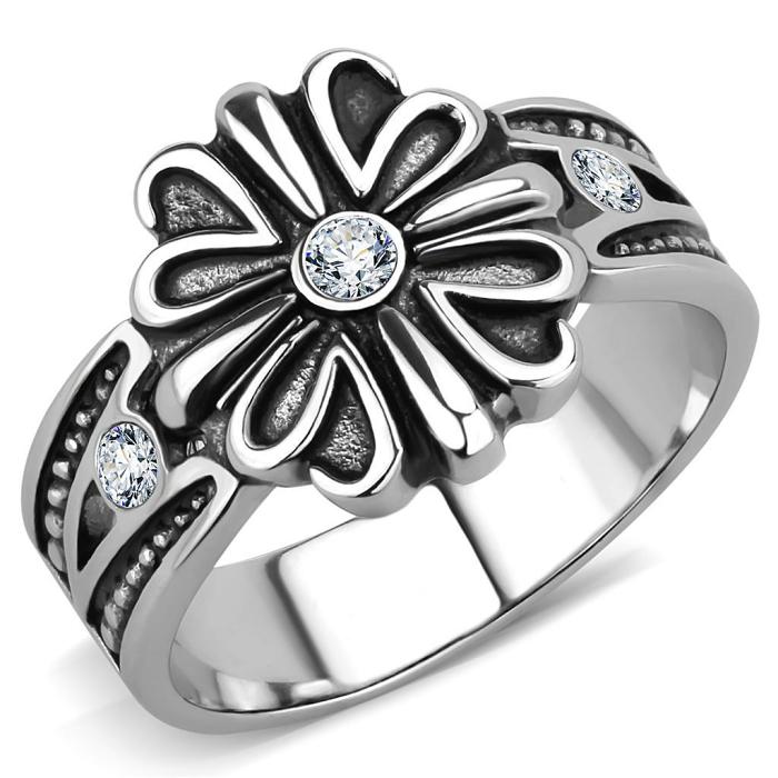 TK3462 - High polished (no plating) Stainless Steel Ring with Top