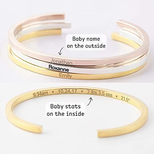 New Mom Gift, Baby Stats Bracelet, First Time Mom Bracelet
