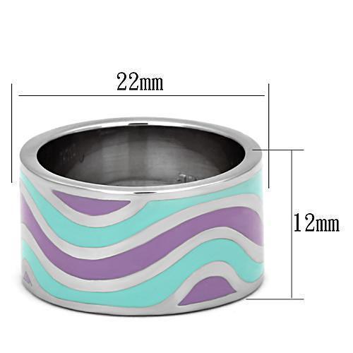 TK840 - High polished (no plating) Stainless Steel Ring with Epoxy  in