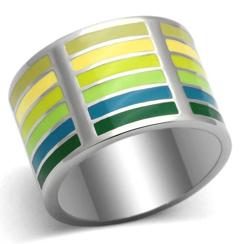 TK819 - High polished (no plating) Stainless Steel Ring with Epoxy  in