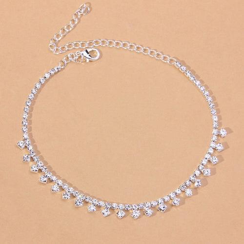 Rhinestone Water Drop Anklet Foot Jewelry for Women Silver/Gold