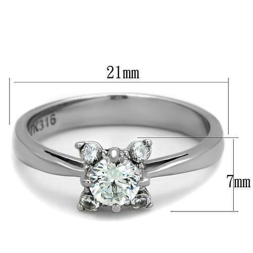 TK2172 - High polished (no plating) Stainless Steel Ring with AAA