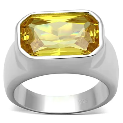 LOS674 - Silver 925 Sterling Silver Ring with AAA Grade CZ  in Topaz