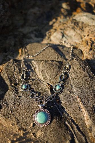 Soleil Turquoise & Silver Link Necklace