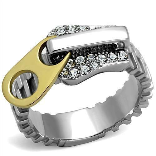 TK2520 - Two-Tone IP Gold (Ion Plating) Stainless Steel Ring with Top