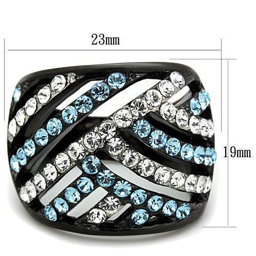 TK1663 - Two-Tone IP Black Stainless Steel Ring with Top Grade Crystal