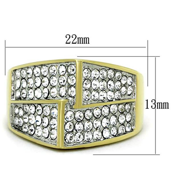 TK1550 - Two-Tone IP Gold (Ion Plating) Stainless Steel Ring with Top