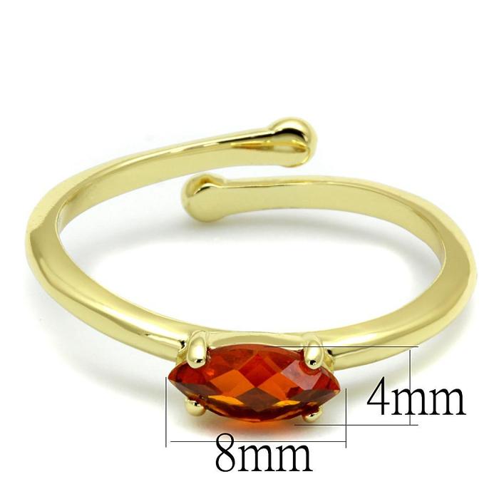 LO4065 - Flash Gold Brass Ring with AAA Grade CZ  in Orange