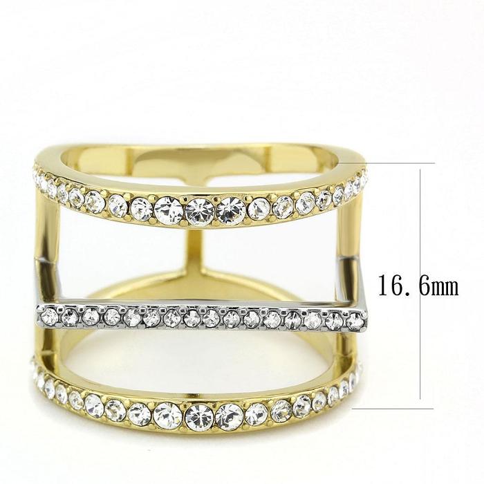 TK3593 - Two-Tone IP Gold (Ion Plating) Stainless Steel Ring with Top